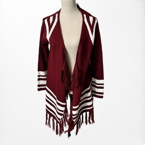 Women's Confess open front With Fringe Trim Cardigan Sweater, Size Small/Medium